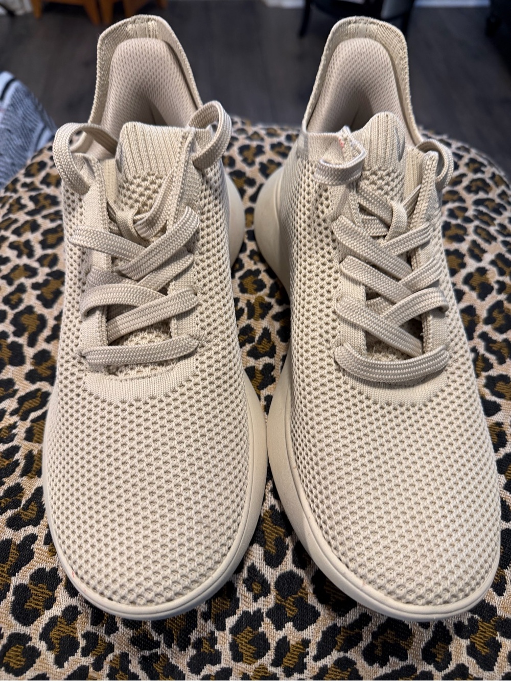 Breathable Knit Women's Casual Sneakers in Light Cream